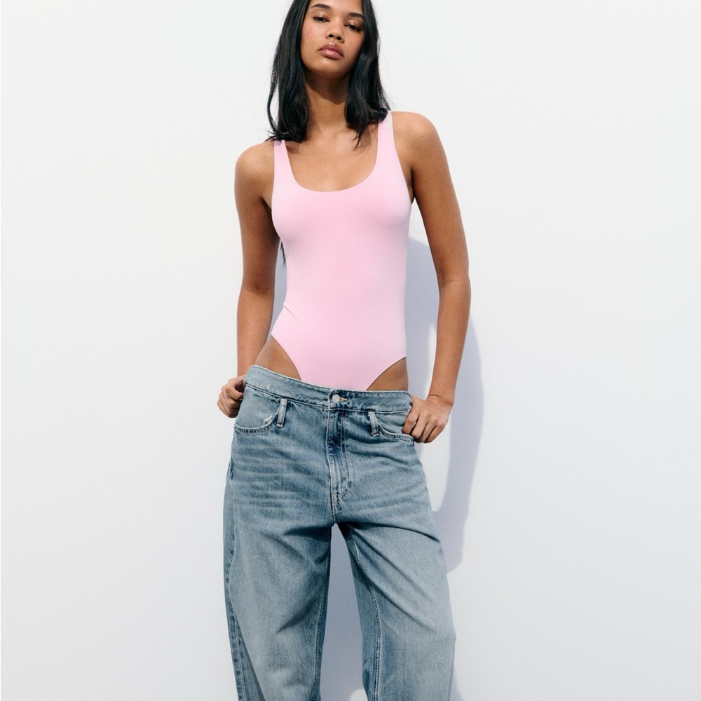 NWT Zara Pink/ Lilac Purple Bodysuit, Size Large